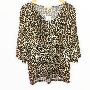 Michael Kors Animal Print Blouse with Flared Sleeves